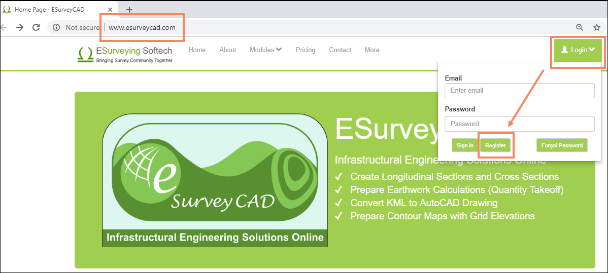 EsurveyCAD Registration Page-Image Extraction