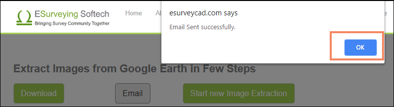Email confirmation for Report sent in ESurveyCAD