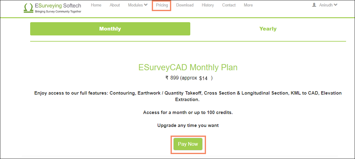 ESurveyCAD Monthly Plan