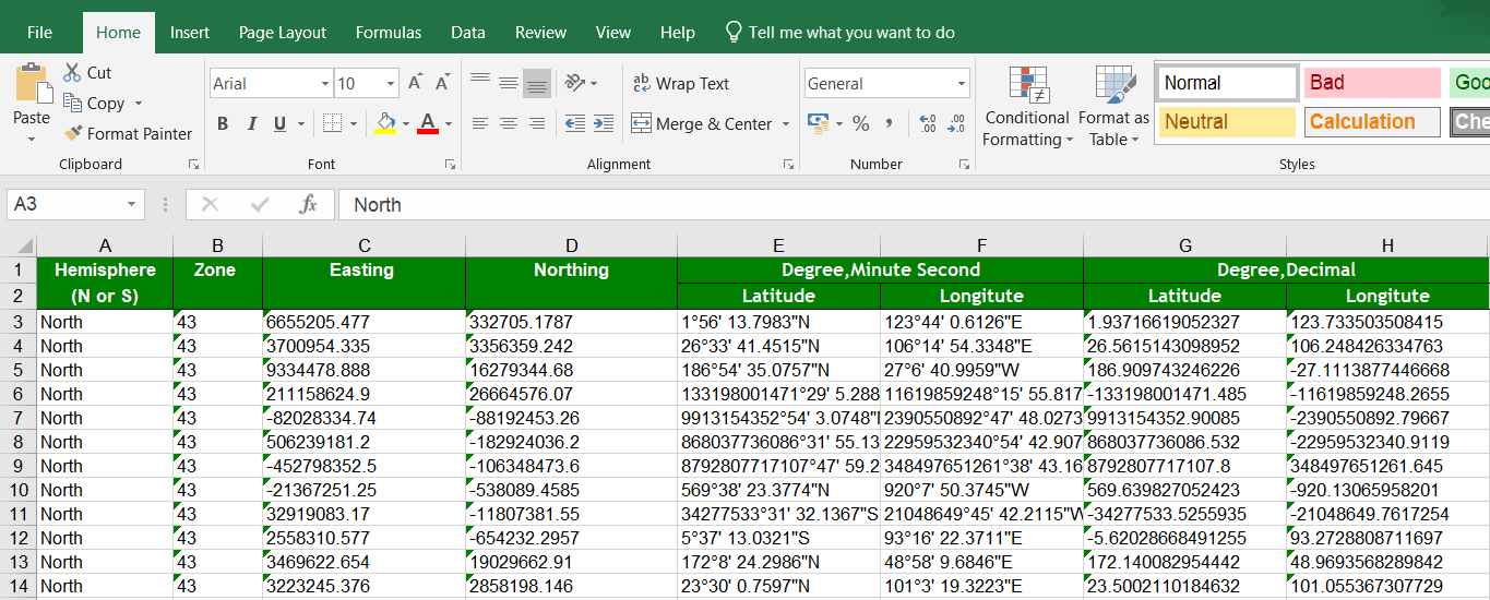 Lat long 2025 converter excel